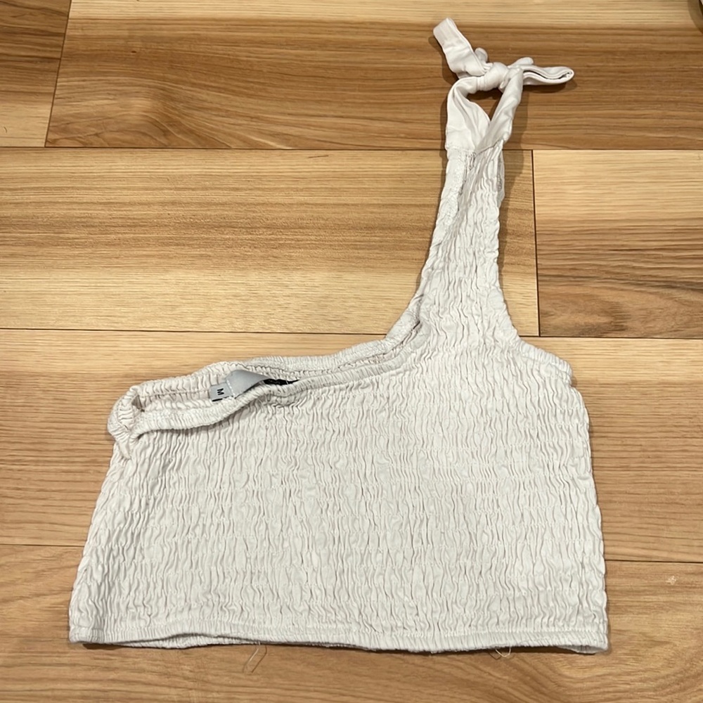 white one shoulder crop top